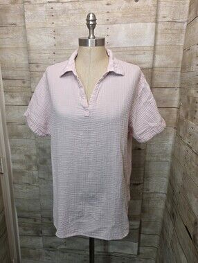 Magellan Outdoors Pale Pink Gauzy Polo Tunic
